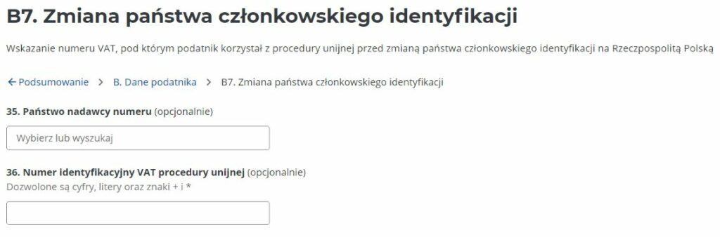 zmiana panstwa czlonkowskiego identyfikacji